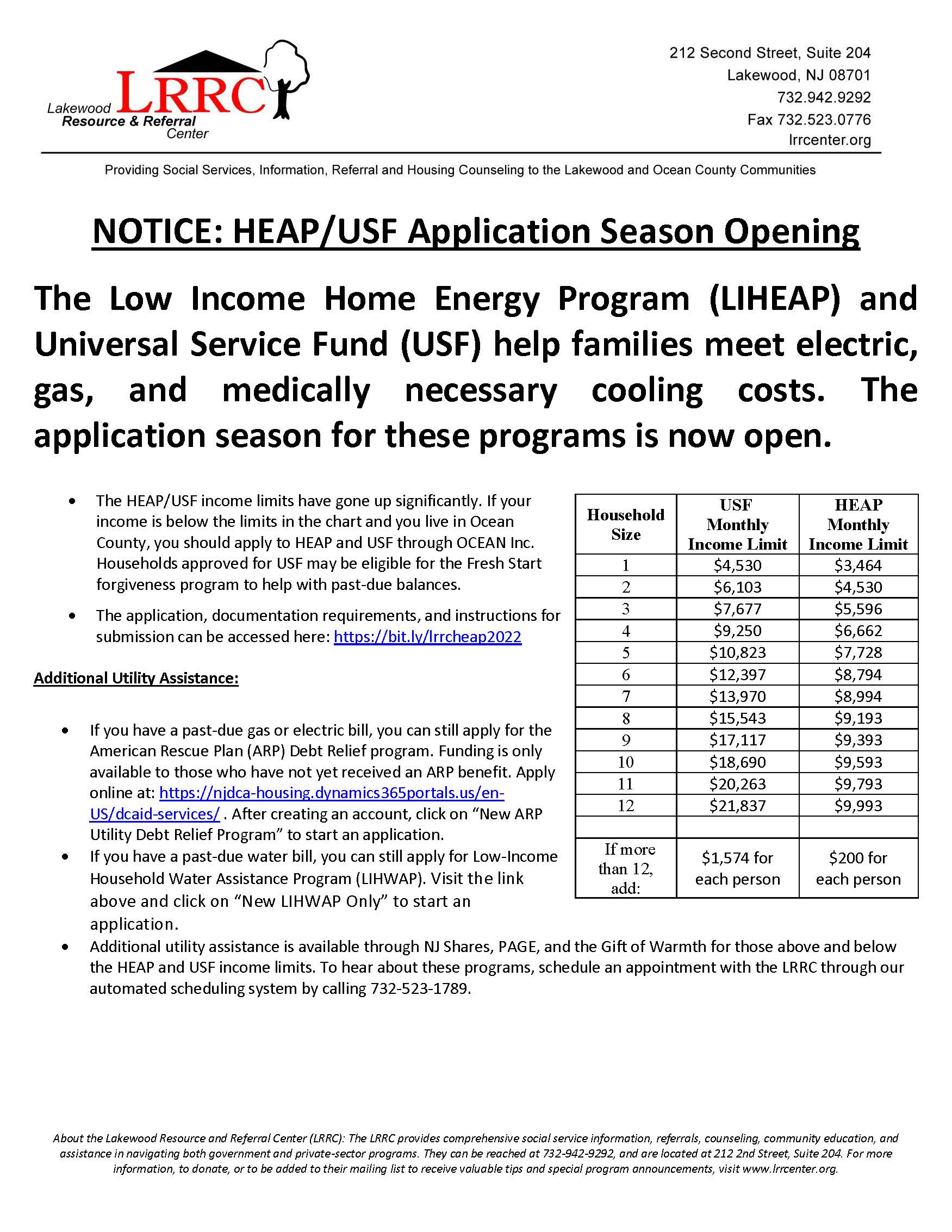HEAP/USF Application Season Opening